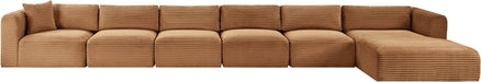 Meridian Furniture - Shaggy Corduroy Performance Fabric Upholstered Modular Sectional - 641Saddle-Sec6G - GreatFurnitureDeal