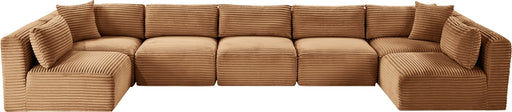 Meridian Furniture - Shaggy Corduroy Performance Fabric Upholstered Modular Sectional - 641Saddle-Sec7A - GreatFurnitureDeal