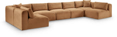 Meridian Furniture - Shaggy Corduroy Performance Fabric Upholstered Modular Sectional - 641Saddle-Sec7A - GreatFurnitureDeal