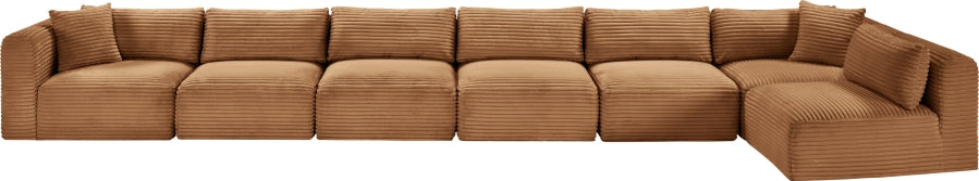 Meridian Furniture - Shaggy Corduroy Upholstered Modular Sectional - 641Saddle-Sec7B - GreatFurnitureDeal