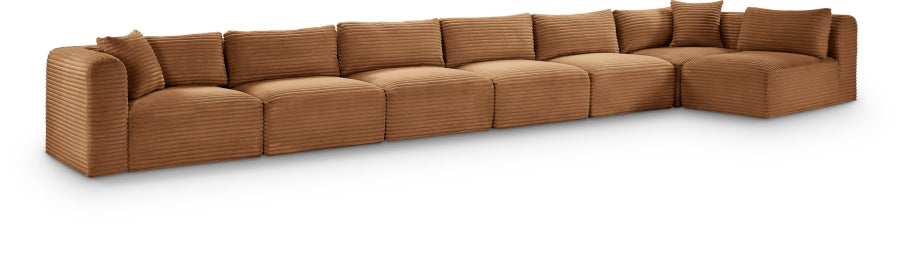 Meridian Furniture - Shaggy Corduroy Upholstered Modular Sectional - 641Saddle-Sec7B - GreatFurnitureDeal