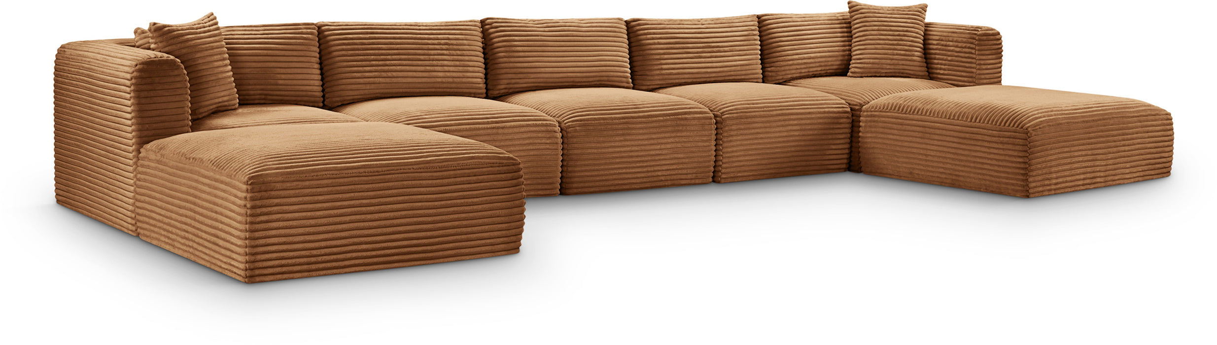 Meridian Furniture - Shaggy Corduroy Upholstered Modular Sectional - 641Saddle-Sec7C