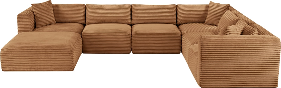 Meridian Furniture - Shaggy Corduroy Upholstered Modular Sectional - 641Saddle-Sec7D - GreatFurnitureDeal