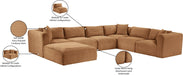 Meridian Furniture - Shaggy Corduroy Upholstered Modular Sectional - 641Saddle-Sec7D - GreatFurnitureDeal