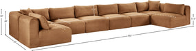 Meridian Furniture - Shaggy Corduroy Upholstered Modular Sectional - 641Saddle-Sec8B - GreatFurnitureDeal