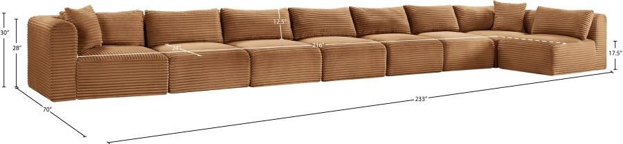 Meridian Furniture - Shaggy Corduroy Upholstered Modular Sectional - 641Saddle-Sec8C - GreatFurnitureDeal