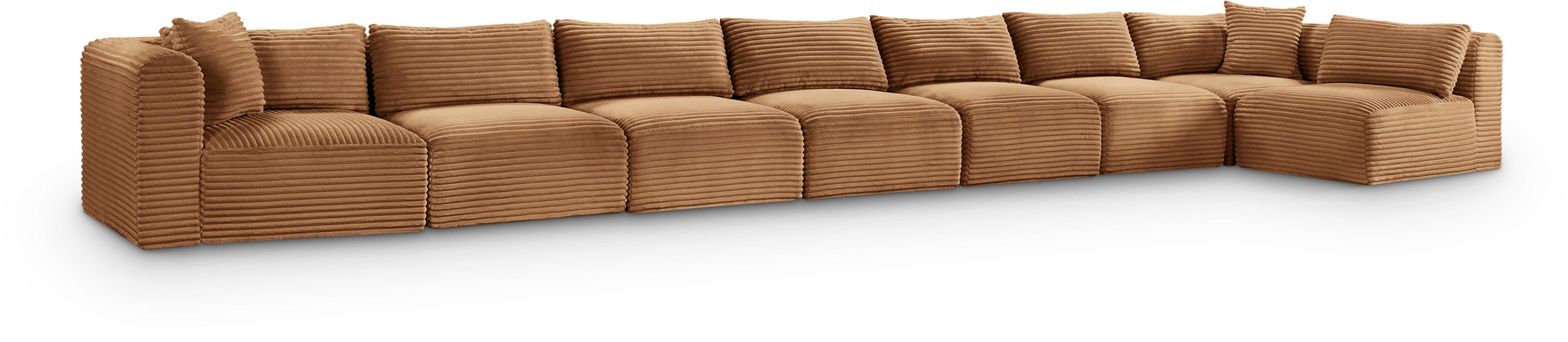 Meridian Furniture - Shaggy Corduroy Upholstered Modular Sectional - 641Saddle-Sec8C - GreatFurnitureDeal