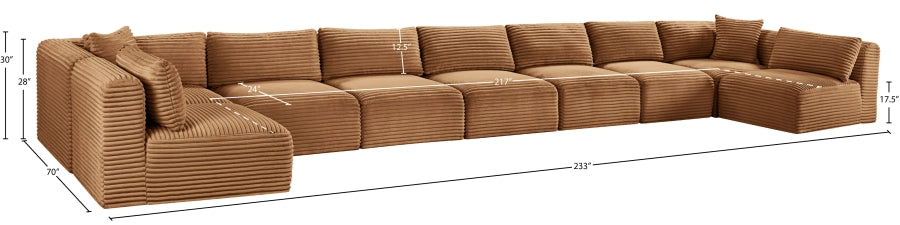 Meridian Furniture - Shaggy Corduroy Upholstered Modular Sectional - 641Saddle-Sec9A - GreatFurnitureDeal