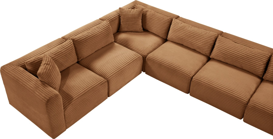 Meridian Furniture - Shaggy Corduroy Upholstered Modular Sectional - 641Saddle-Sec9B - GreatFurnitureDeal