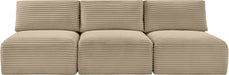 Meridian Furniture - Shaggy Corduroy Performance Fabric Upholstered Modular Sofa - 641Taupe-S93 - GreatFurnitureDeal