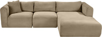 Meridian Furniture - Shaggy Corduroy Performance Fabric Upholstered Modular Sectional - 641Taupe-Sec3A - GreatFurnitureDeal