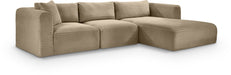 Meridian Furniture - Shaggy Corduroy Performance Fabric Upholstered Modular Sectional - 641Taupe-Sec3A - GreatFurnitureDeal