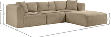 Meridian Furniture - Shaggy Corduroy Performance Fabric Upholstered Modular Sectional - 641Taupe-Sec4A - GreatFurnitureDeal