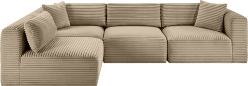 Meridian Furniture - Shaggy Corduroy Performance Fabric Upholstered Modular Sectional - 641Taupe-Sec4B - GreatFurnitureDeal