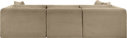 Meridian Furniture - Shaggy Corduroy Performance Fabric Upholstered Modular Sectional - 641Taupe-Sec4B - GreatFurnitureDeal