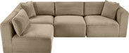 Meridian Furniture - Shaggy Corduroy Performance Fabric Upholstered Modular Sectional - 641Taupe-Sec4B - GreatFurnitureDeal