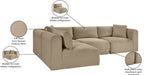 Meridian Furniture - Shaggy Corduroy Performance Fabric Upholstered Modular Sectional - 641Taupe-Sec4B - GreatFurnitureDeal