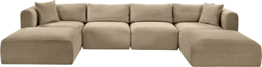 Meridian Furniture - Shaggy Corduroy Upholstered Modular Sectional - 641Taupe-Sec6E