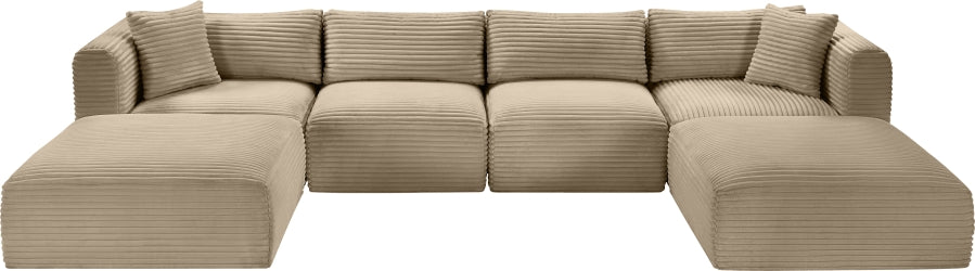 Meridian Furniture - Shaggy Corduroy Upholstered Modular Sectional - 641Taupe-Sec6E