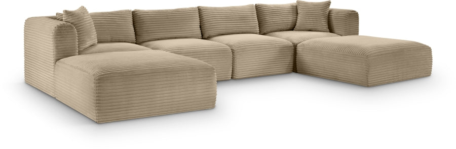 Meridian Furniture - Shaggy Corduroy Upholstered Modular Sectional - 641Taupe-Sec6E