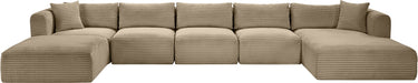 Meridian Furniture - Shaggy Corduroy Performance Fabric Upholstered Modular Sectional - 641Taupe-Sec6F - GreatFurnitureDeal