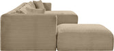 Meridian Furniture - Shaggy Corduroy Performance Fabric Upholstered Modular Sectional - 641Taupe-Sec6F - GreatFurnitureDeal