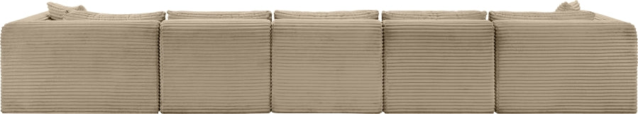 Meridian Furniture - Shaggy Corduroy Performance Fabric Upholstered Modular Sectional - 641Taupe-Sec6F - GreatFurnitureDeal