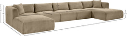 Meridian Furniture - Shaggy Corduroy Performance Fabric Upholstered Modular Sectional - 641Taupe-Sec6F - GreatFurnitureDeal