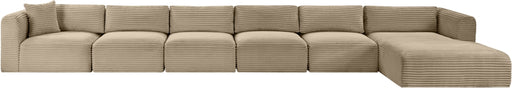 Meridian Furniture - Shaggy Corduroy Performance Fabric Upholstered Modular Sectional - 641Taupe-Sec6G - GreatFurnitureDeal