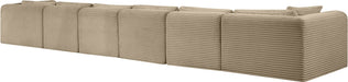 Meridian Furniture - Shaggy Corduroy Performance Fabric Upholstered Modular Sectional - 641Taupe-Sec6G - GreatFurnitureDeal