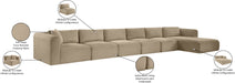 Meridian Furniture - Shaggy Corduroy Performance Fabric Upholstered Modular Sectional - 641Taupe-Sec6G - GreatFurnitureDeal