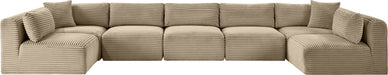 Meridian Furniture - Shaggy Corduroy Performance Fabric Upholstered Modular Sectional - 641Taupe-Sec7A - GreatFurnitureDeal