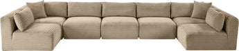 Meridian Furniture - Shaggy Corduroy Performance Fabric Upholstered Modular Sectional - 641Taupe-Sec7A - GreatFurnitureDeal