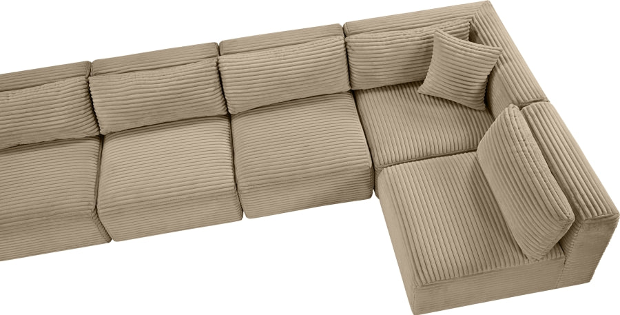 Meridian Furniture - Shaggy Corduroy Performance Fabric Upholstered Modular Sectional - 641Taupe-Sec7A - GreatFurnitureDeal