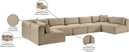 Meridian Furniture - Shaggy Corduroy Performance Fabric Upholstered Modular Sectional - 641Taupe-Sec7A - GreatFurnitureDeal