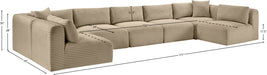 Meridian Furniture - Shaggy Corduroy Performance Fabric Upholstered Modular Sectional - 641Taupe-Sec7A - GreatFurnitureDeal