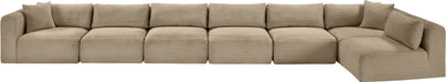 Meridian Furniture - Shaggy Corduroy Upholstered Modular Sectional - 641Taupe-Sec7B - GreatFurnitureDeal