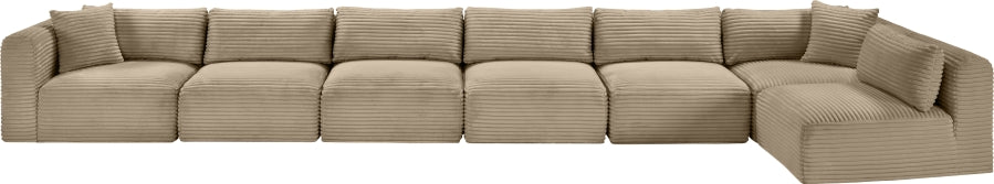 Meridian Furniture - Shaggy Corduroy Upholstered Modular Sectional - 641Taupe-Sec7B - GreatFurnitureDeal