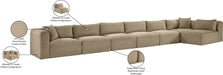 Meridian Furniture - Shaggy Corduroy Upholstered Modular Sectional - 641Taupe-Sec7B - GreatFurnitureDeal