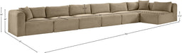 Meridian Furniture - Shaggy Corduroy Upholstered Modular Sectional - 641Taupe-Sec7B - GreatFurnitureDeal