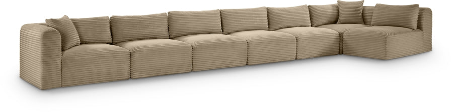 Meridian Furniture - Shaggy Corduroy Upholstered Modular Sectional - 641Taupe-Sec7B - GreatFurnitureDeal