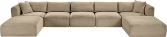 Meridian Furniture - Shaggy Corduroy Upholstered Modular Sectional - 641Taupe-Sec7C - GreatFurnitureDeal