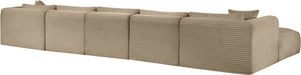 Meridian Furniture - Shaggy Corduroy Upholstered Modular Sectional - 641Taupe-Sec7C - GreatFurnitureDeal