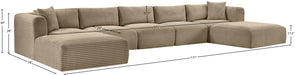 Meridian Furniture - Shaggy Corduroy Upholstered Modular Sectional - 641Taupe-Sec7C - GreatFurnitureDeal