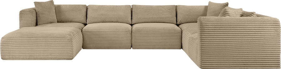 Meridian Furniture - Shaggy Corduroy Upholstered Modular Sectional - 641Taupe-Sec7D