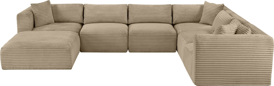 Meridian Furniture - Shaggy Corduroy Upholstered Modular Sectional - 641Taupe-Sec7D