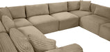 Meridian Furniture - Shaggy Corduroy Upholstered Modular Sectional - 641Taupe-Sec8A - GreatFurnitureDeal