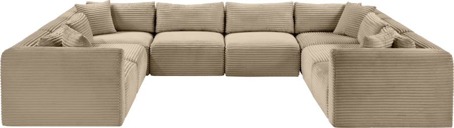 Meridian Furniture - Shaggy Corduroy Upholstered Modular Sectional - 641Taupe-Sec8A - GreatFurnitureDeal