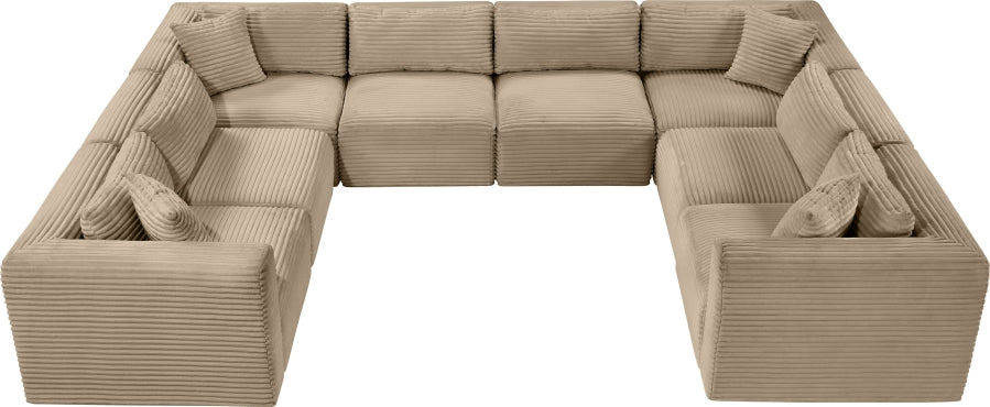 Meridian Furniture - Shaggy Corduroy Upholstered Modular Sectional - 641Taupe-Sec8A - GreatFurnitureDeal