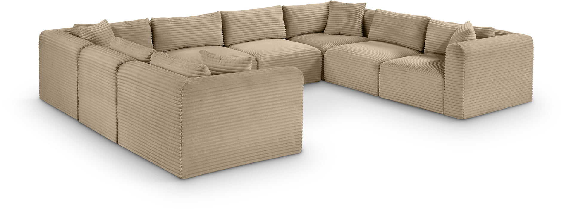 Meridian Furniture - Shaggy Corduroy Upholstered Modular Sectional - 641Taupe-Sec8A - GreatFurnitureDeal